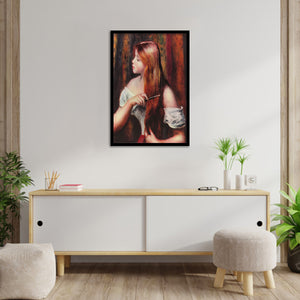 Hair Girl By Pierre-Auguste Renoir-Art Print,Frame Art,Plexiglass Cover