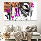 Hairdresser Accessories for Coloring Hair on a White Background 5 Pieces Canvas Prints Wall Art - Painting Canvas, Multi Panels, Wall Decor