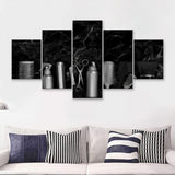 Hairdresser Tools Marble Shop Decor 5 Pieces Canvas Prints Wall Art - Painting Canvas, Multi Panels, Wall Decor