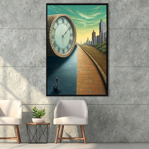 Half Road Time Abstract Art Framed Canvas Prints Wall Art, Floating Frame, Large Canvas Home Decor