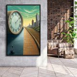 Half Road Time Abstract Art Framed Canvas Prints Wall Art, Floating Frame, Large Canvas Home Decor