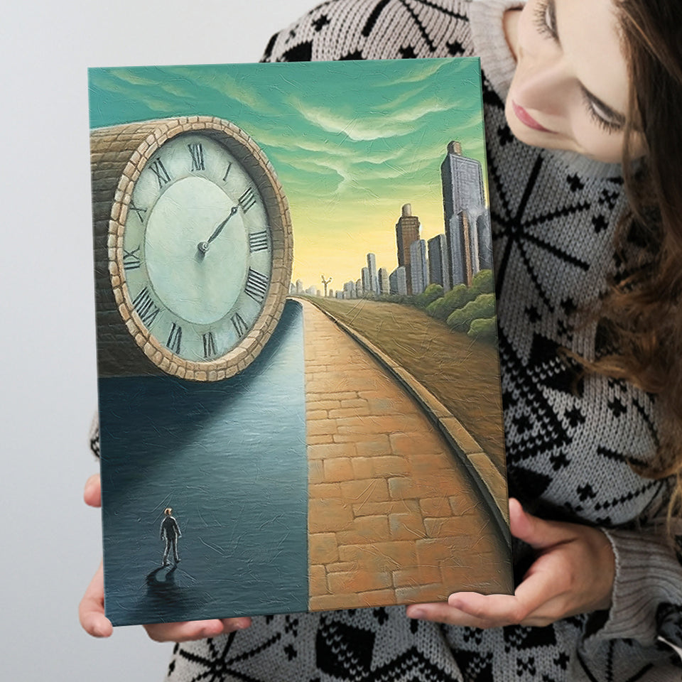 Half Road Time Abstract Art Canvas Prints Wall Art, Home Living Room Decor, Large Canvas