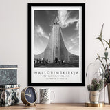 Hallgrimskirkja, Reykjavik Iceland Print Black And White Art Framed Art Prints Wall Art Decor, Framed Picture