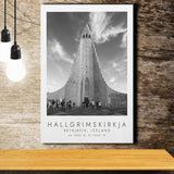 Hallgrimskirkja, Reykjavik Iceland Print Black And White Art Canvas Prints Wall Art Home Decor
