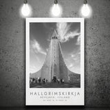 Hallgrimskirkja, Reykjavik Iceland Print Black And White Art Canvas Prints Wall Art Home Decor