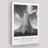 Hallgrimskirkja, Reykjavik Iceland Print Black And White Art Canvas Prints Wall Art Home Decor