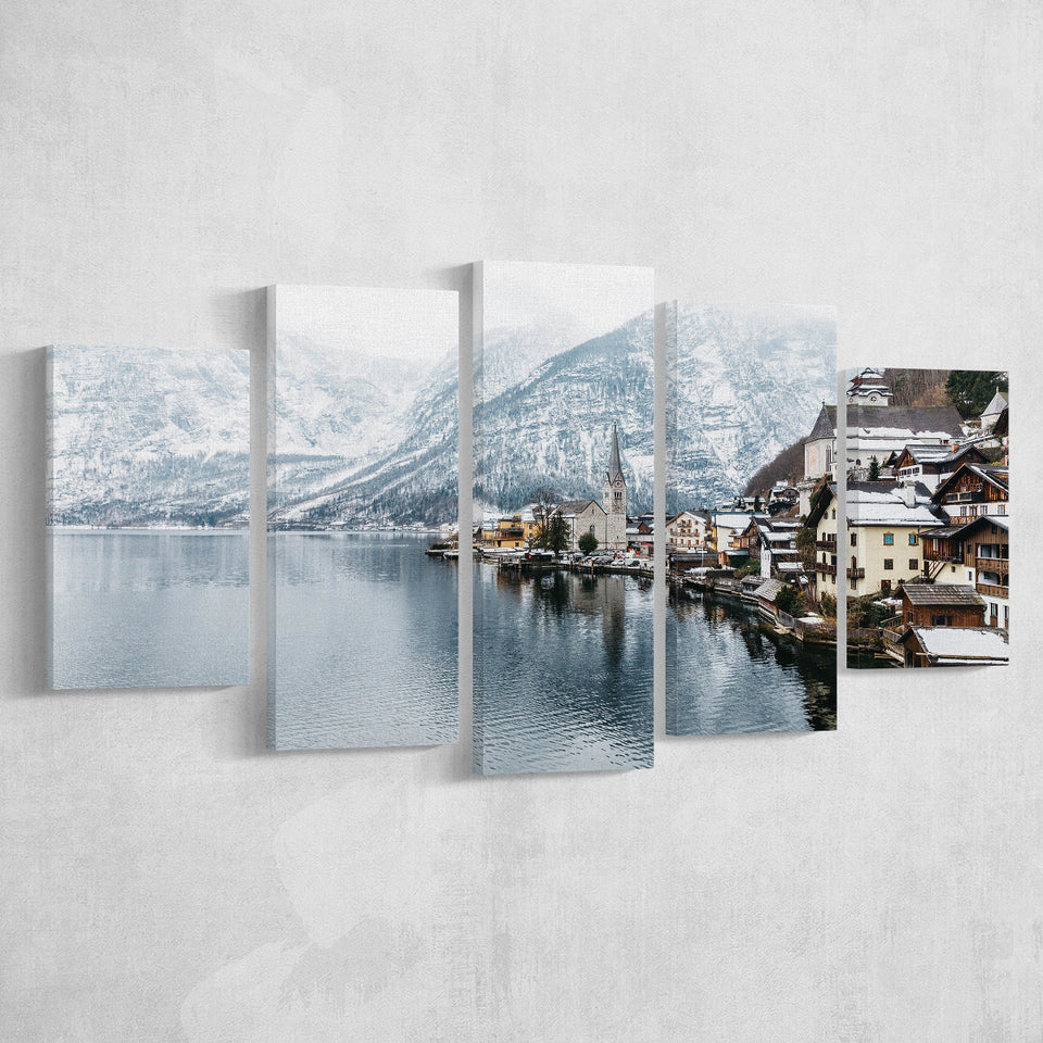 Hallstatt Lake in the Alps, Alps Photo Multi Panels,Canvas Prints Wall Art Home Decor