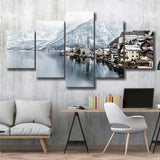 Hallstatt Lake in the Alps, Alps Photo Multi Panels,Canvas Prints Wall Art Home Decor