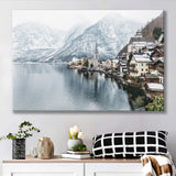 Hallstatt Lake in the Alps, Alps Photo Canvas Prints Wall Art Home Decor - Painting Canvas, Ready to hang