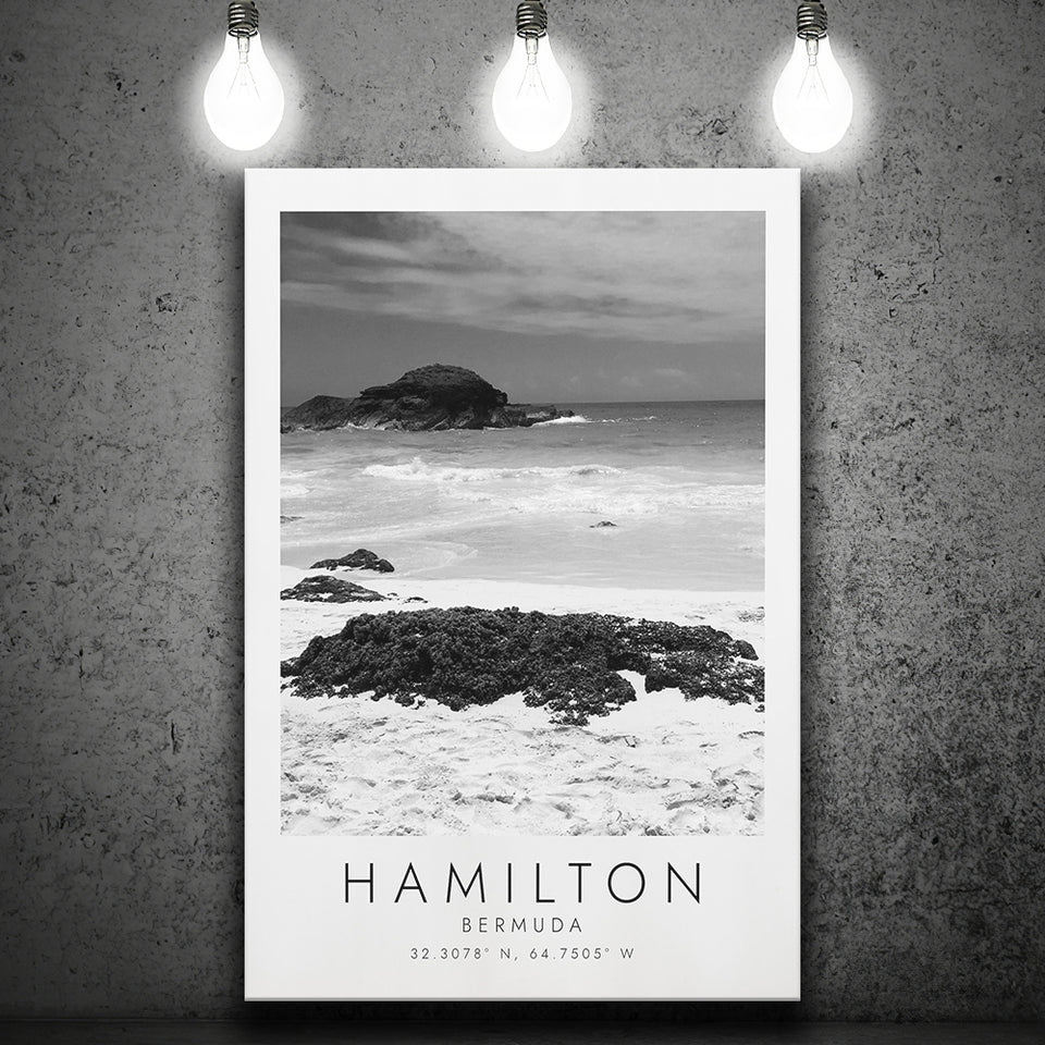 Hamilton, Bermuda Black And White Art Canvas Prints Wall Art Home Decor