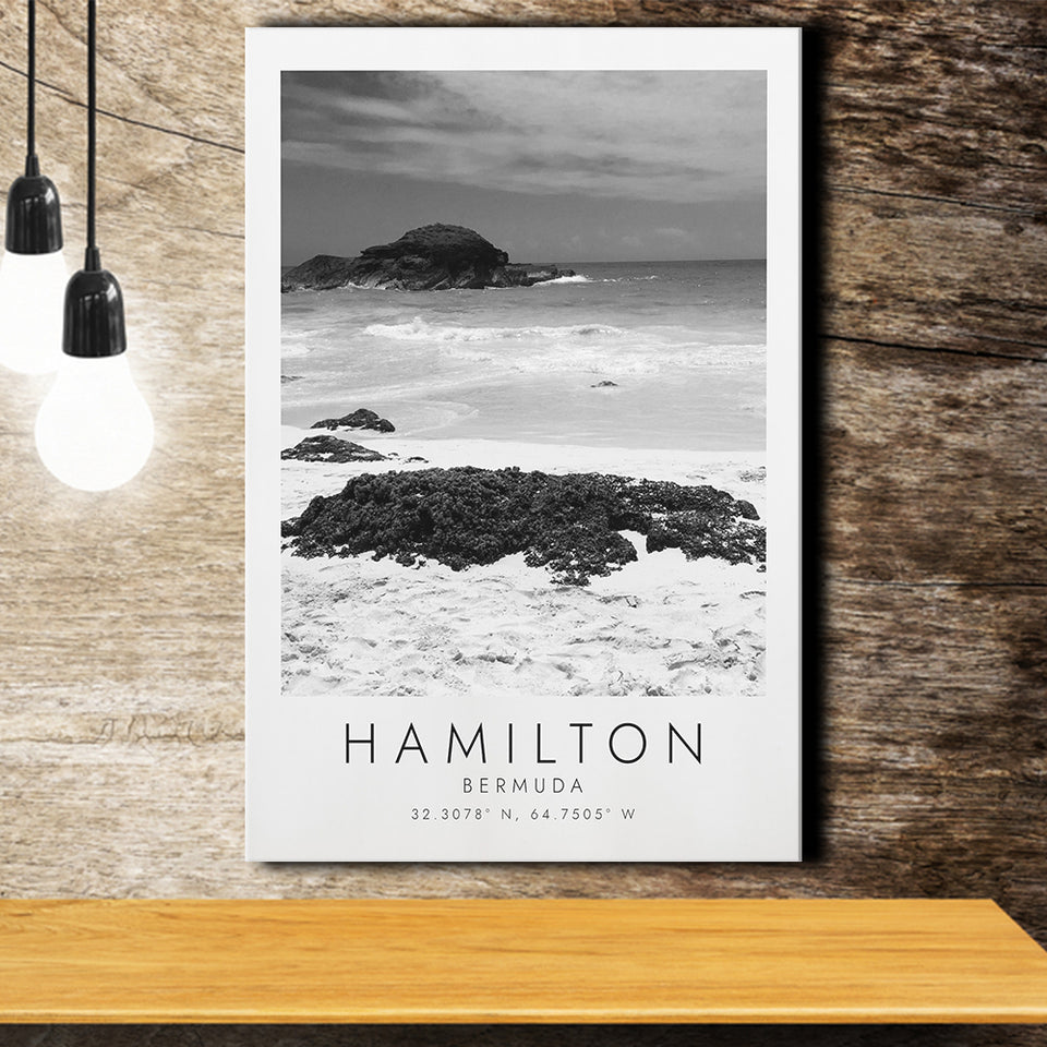 Hamilton, Bermuda Black And White Art Canvas Prints Wall Art Home Decor