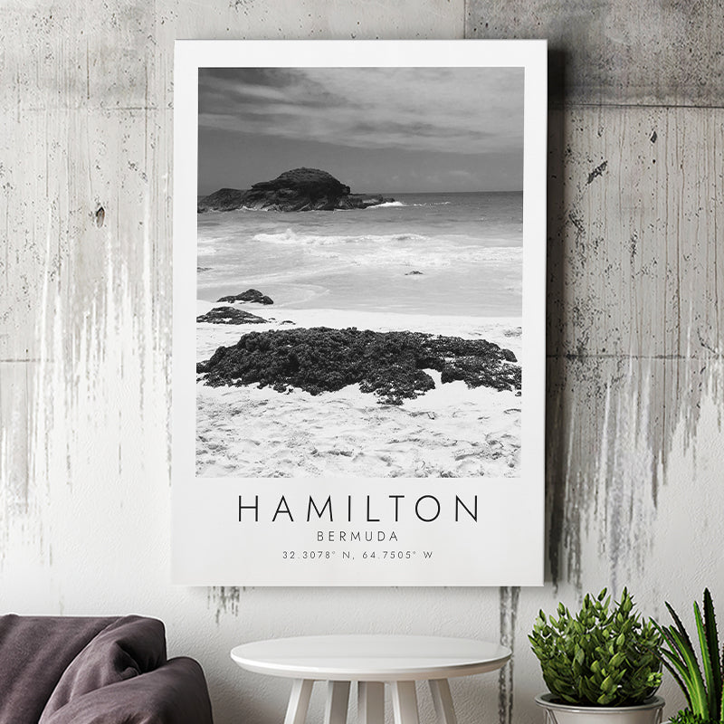 Hamilton, Bermuda Black And White Art Canvas Prints Wall Art Home Decor
