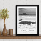 Hamilton, Bermuda Black And White Art Framed Canvas Prints Wall Art Home Decor, Floating Frame