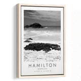 Hamilton, Bermuda Black And White Art Framed Canvas Prints Wall Art Home Decor, Floating Frame