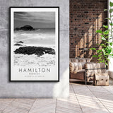 Hamilton, Bermuda Black And White Art Framed Canvas Prints Wall Art Home Decor, Floating Frame