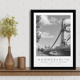 Hammersmith, London United Kingdom Black And White Art Framed Canvas Prints Wall Art Home Decor, Floating Frame