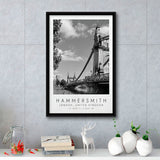 Hammersmith, London United Kingdom Black And White Art Framed Canvas Prints Wall Art Home Decor, Floating Frame