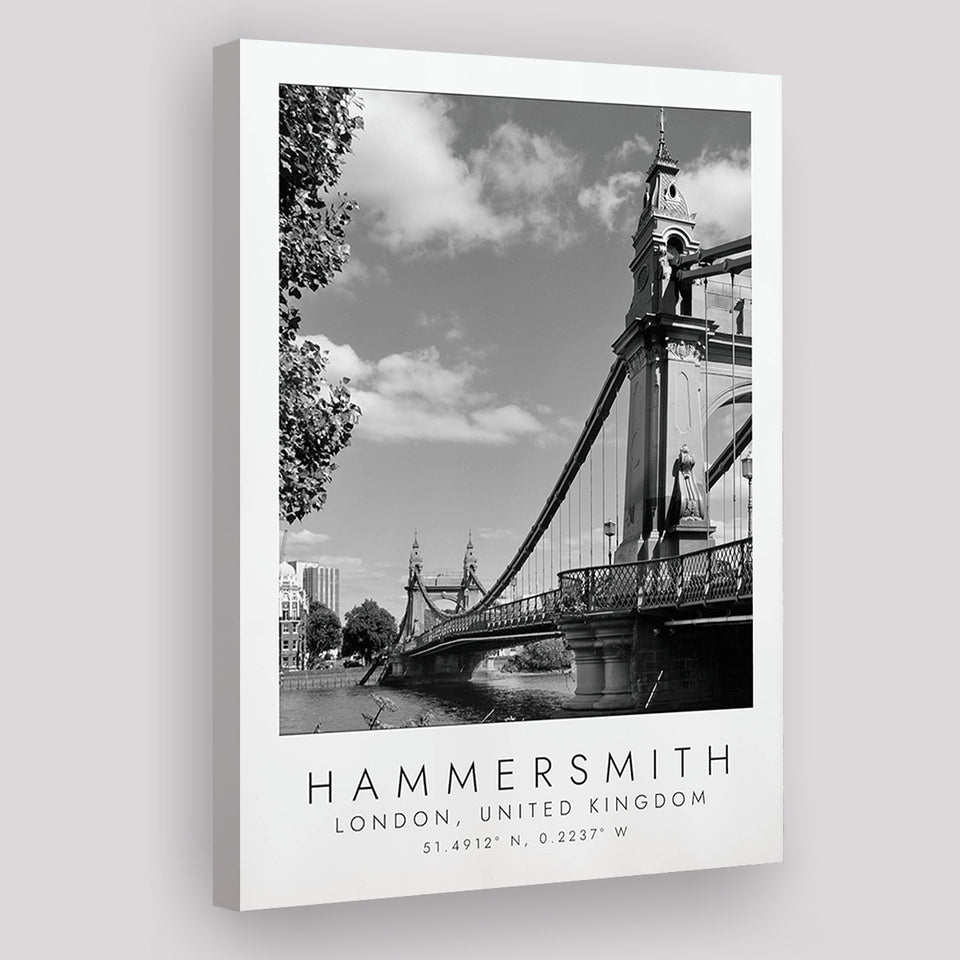 Hammersmith, London United Kingdom Black And White Art Canvas Prints Wall Art Home Decor