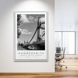 Hammersmith, London United Kingdom Black And White Art Framed Canvas Prints Wall Art Home Decor, Floating Frame