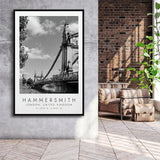 Hammersmith, London United Kingdom Black And White Art Framed Canvas Prints Wall Art Home Decor, Floating Frame
