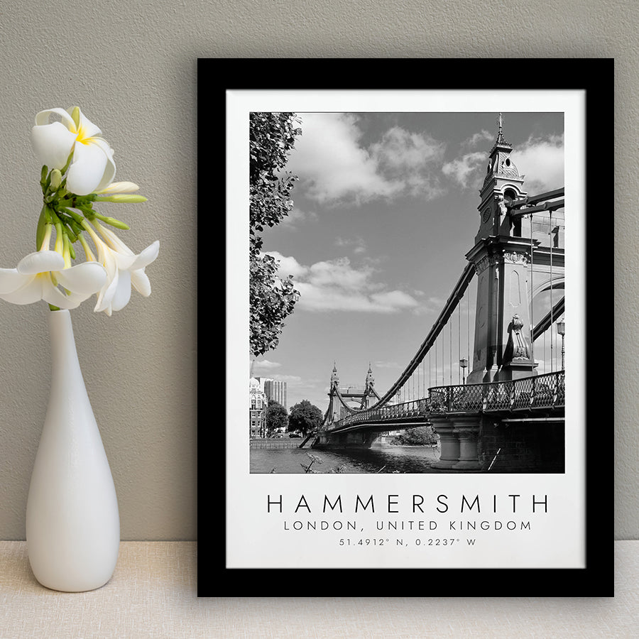 Hammersmith, London United Kingdom Black And White Art Framed Art Prints Wall Art Decor, Framed Picture