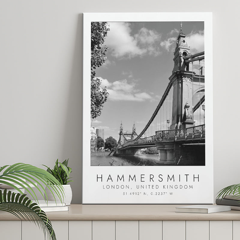 Hammersmith, London United Kingdom Black And White Art Canvas Prints Wall Art Home Decor