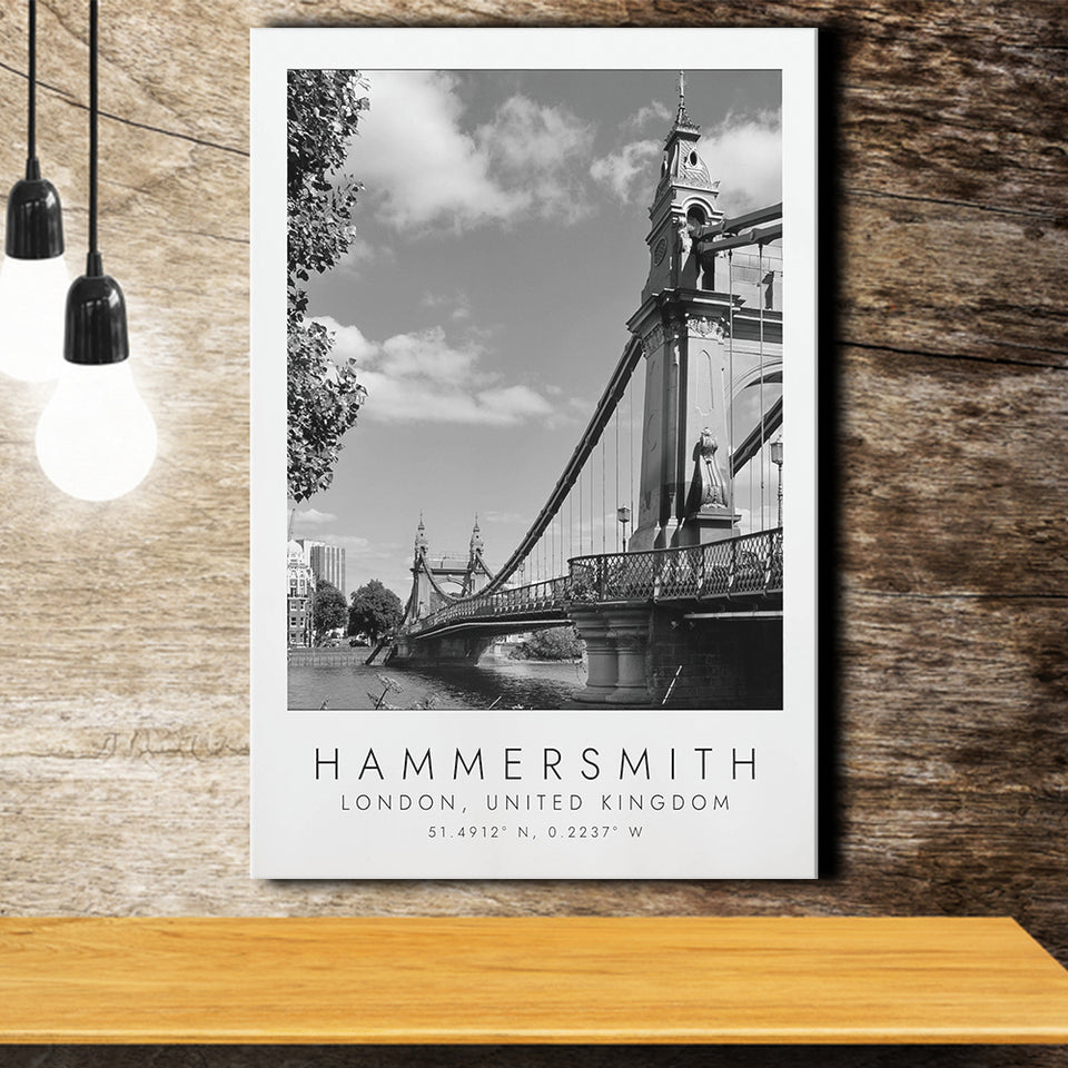Hammersmith, London United Kingdom Black And White Art Canvas Prints Wall Art Home Decor