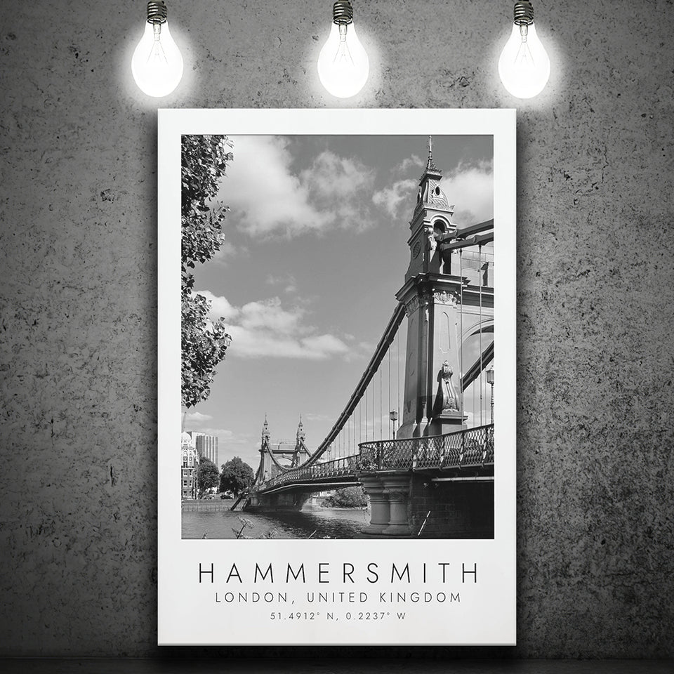 Hammersmith, London United Kingdom Black And White Art Canvas Prints Wall Art Home Decor