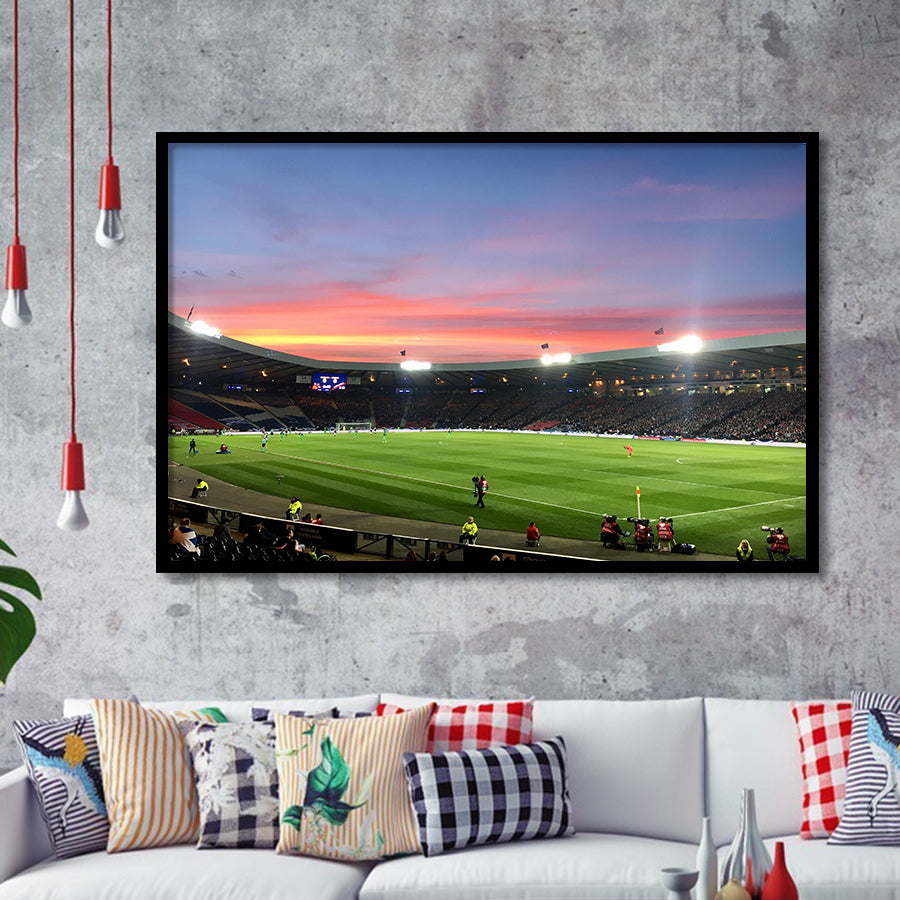 Hampden Park in Sunset View, Stadium Canvas, Sport Art, Gift for him, Framed Art Prints Wall Art Decor, Framed Picture