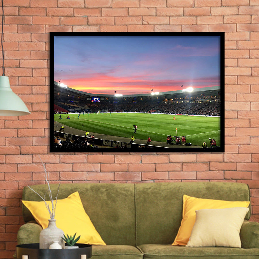 Hampden Park in Sunset View, Stadium Canvas, Sport Art, Gift for him, Framed Art Prints Wall Art Decor, Framed Picture