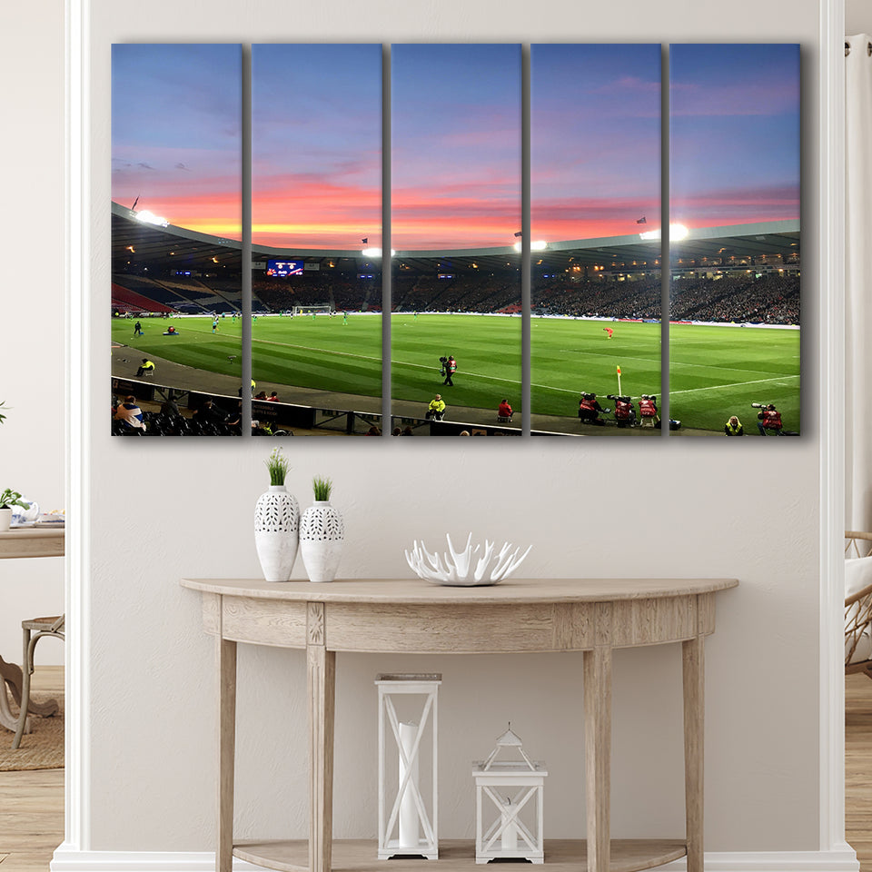 Hampden Park in Sunset View, Stadium Canvas, Sport Art, Gift for him, Multi Panels B, Canvas Prints Wall Art Decor