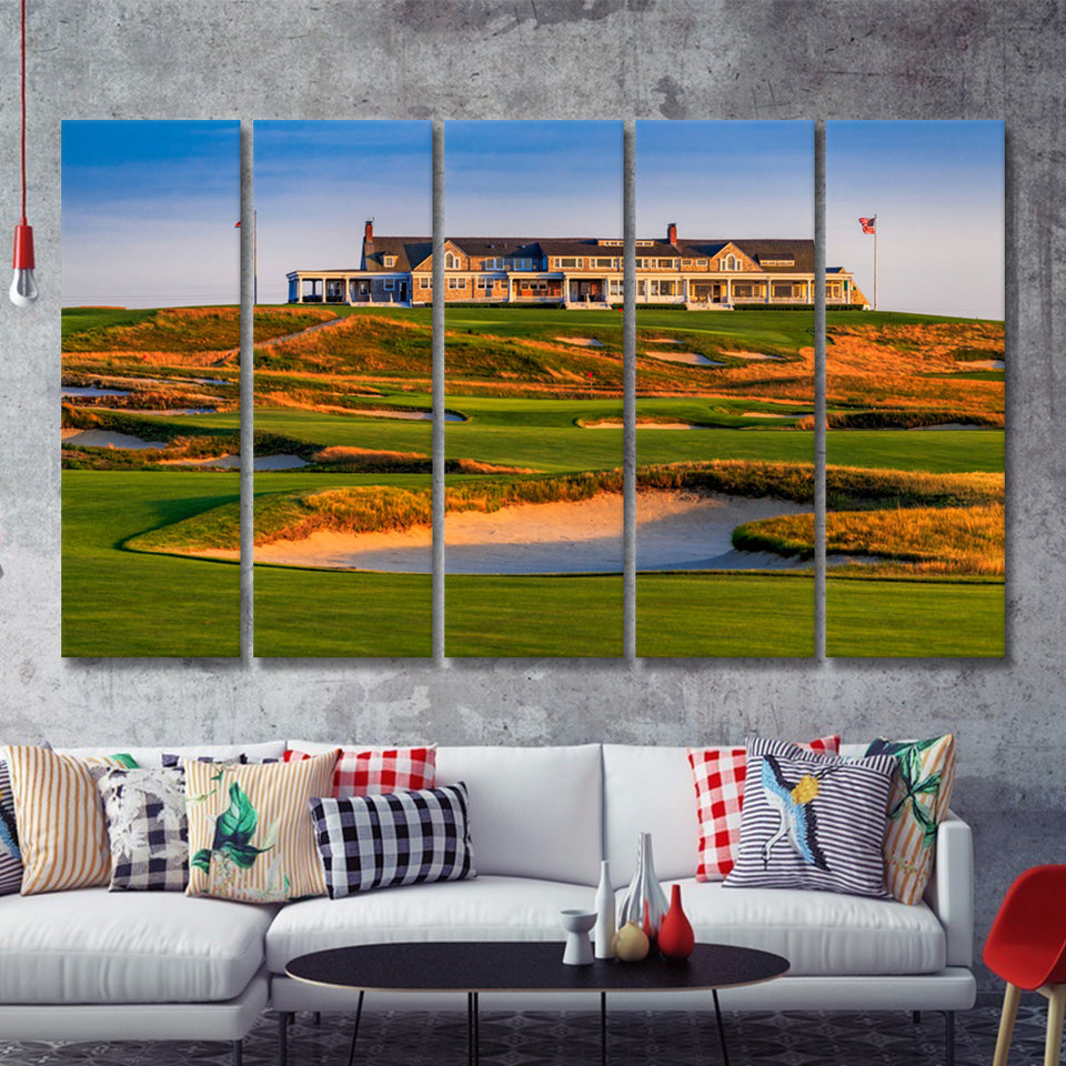 Hamptons Shinnecock Hill Golf Club 5 Pieces Canvas Prints Wall Art Decor - Painting Canvas,Multi Panel,Painting Prints,For Sale
