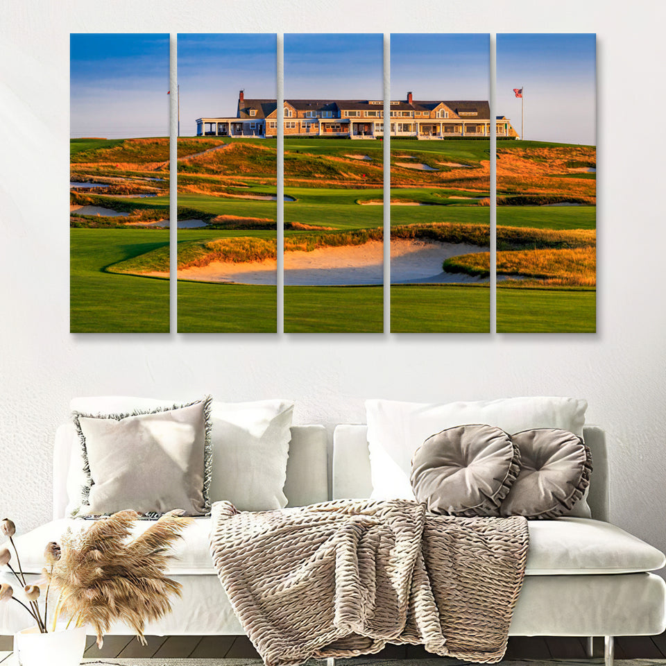 Hamptons Shinnecock Hill Golf Club 5 Pieces Canvas Prints Wall Art Decor - Painting Canvas,Multi Panel,Painting Prints,For Sale