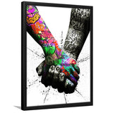 Hand In Hand Graffitistreet Art Framed Art Print Wall Decor - Painting Art, Wall Art, Framed Picture, Black Frame