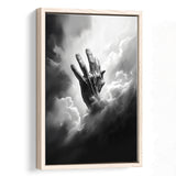 Hand Of God Black And White,Framed Canvas Prints,Floating Frame, Wall Art Home Decor