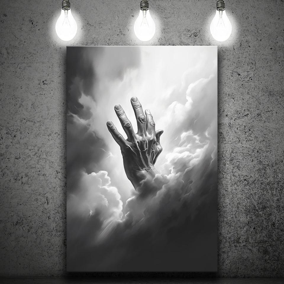 Hand Of God Black And White, Painting Art, Canvas Prints Wall Art Home Decor
