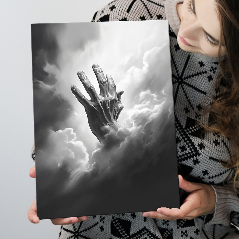 Hand Of God Black And White, Painting Art, Canvas Prints Wall Art Home Decor