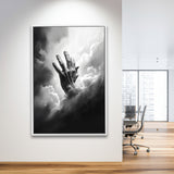 Hand Of God Black And White,Framed Canvas Prints,Floating Frame, Wall Art Home Decor