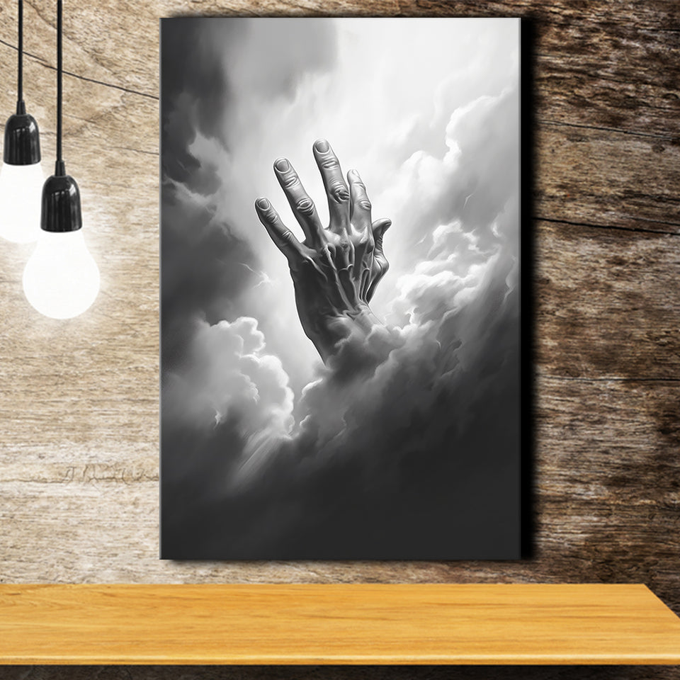 Hand Of God Black And White, Painting Art, Canvas Prints Wall Art Home Decor