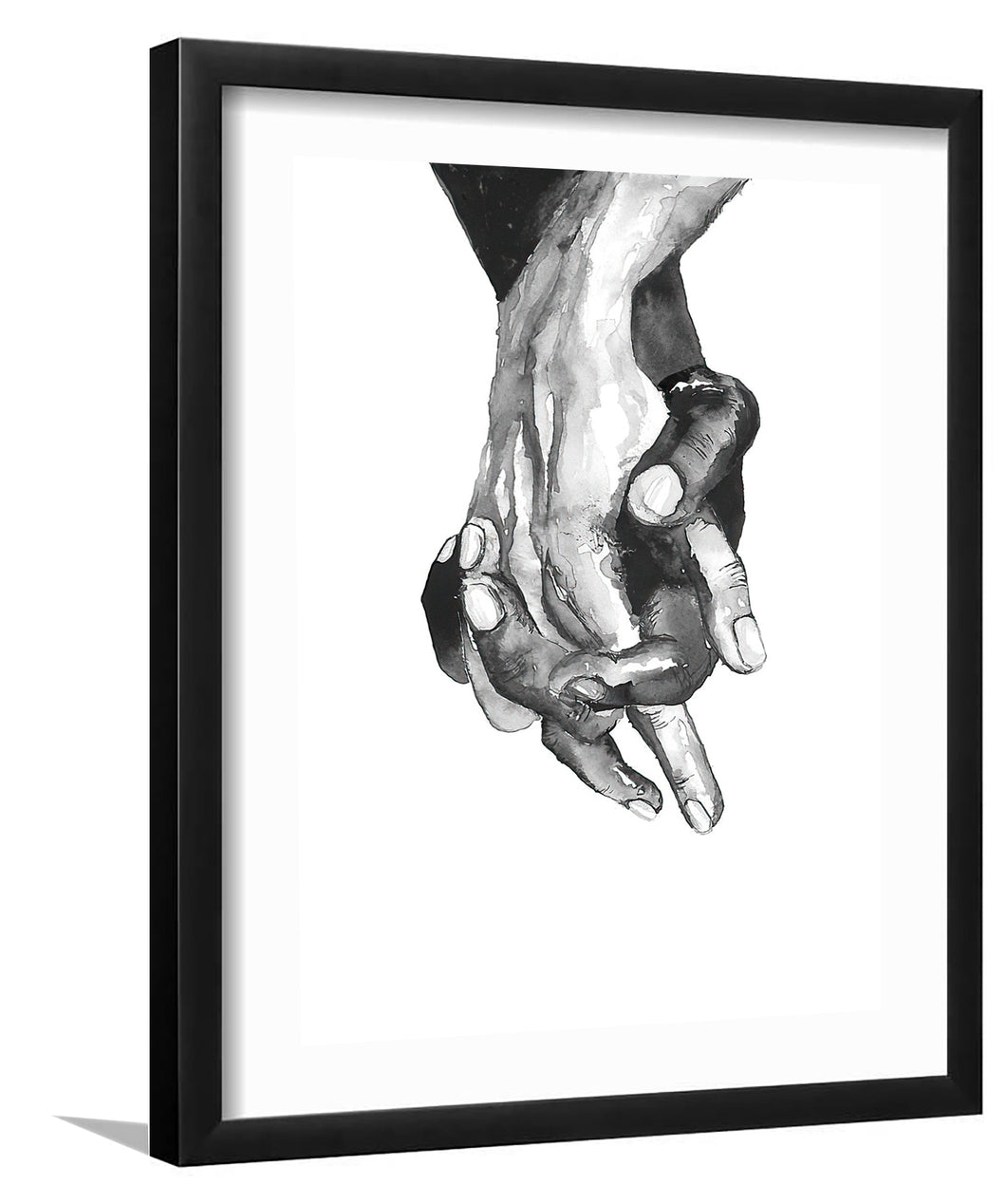 Hands-Black and white Art, Art Print, Plexiglass Cover