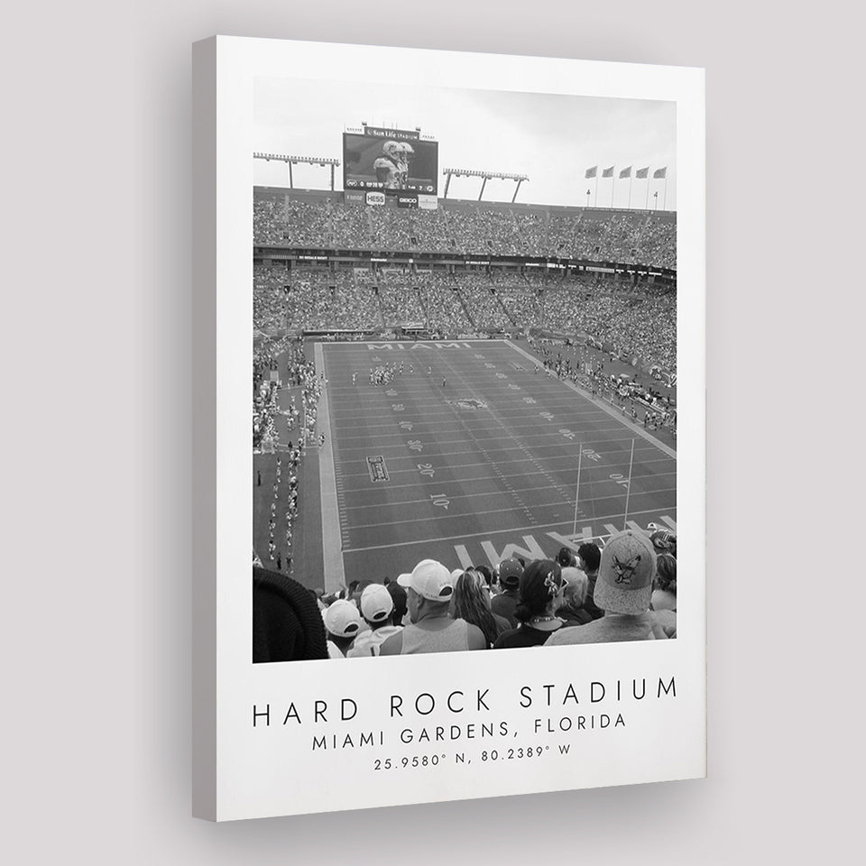 Hard Rock Stadium Miami Dolphins Football Lovers Black And White Art Canvas Prints Wall Art Home Decor