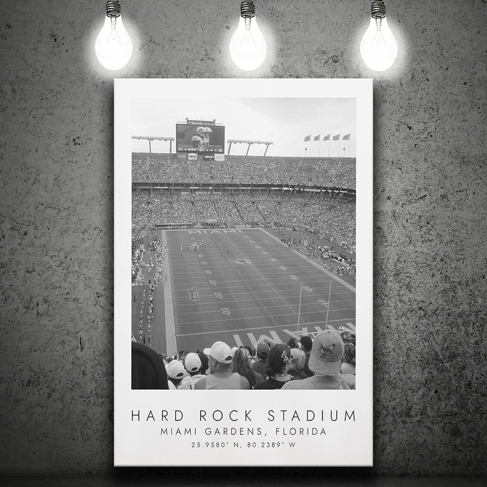 Hard Rock Stadium Miami Dolphins Football Lovers Black And White Art Canvas Prints Wall Art Home Decor