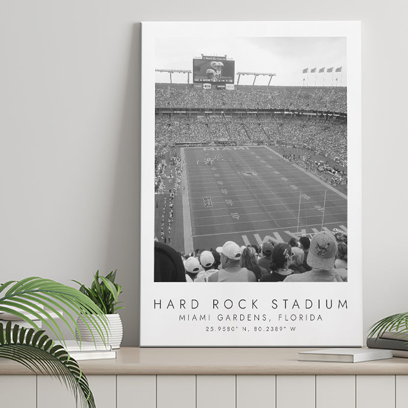 Hard Rock Stadium Miami Dolphins Football Lovers Black And White Art Canvas Prints Wall Art Home Decor