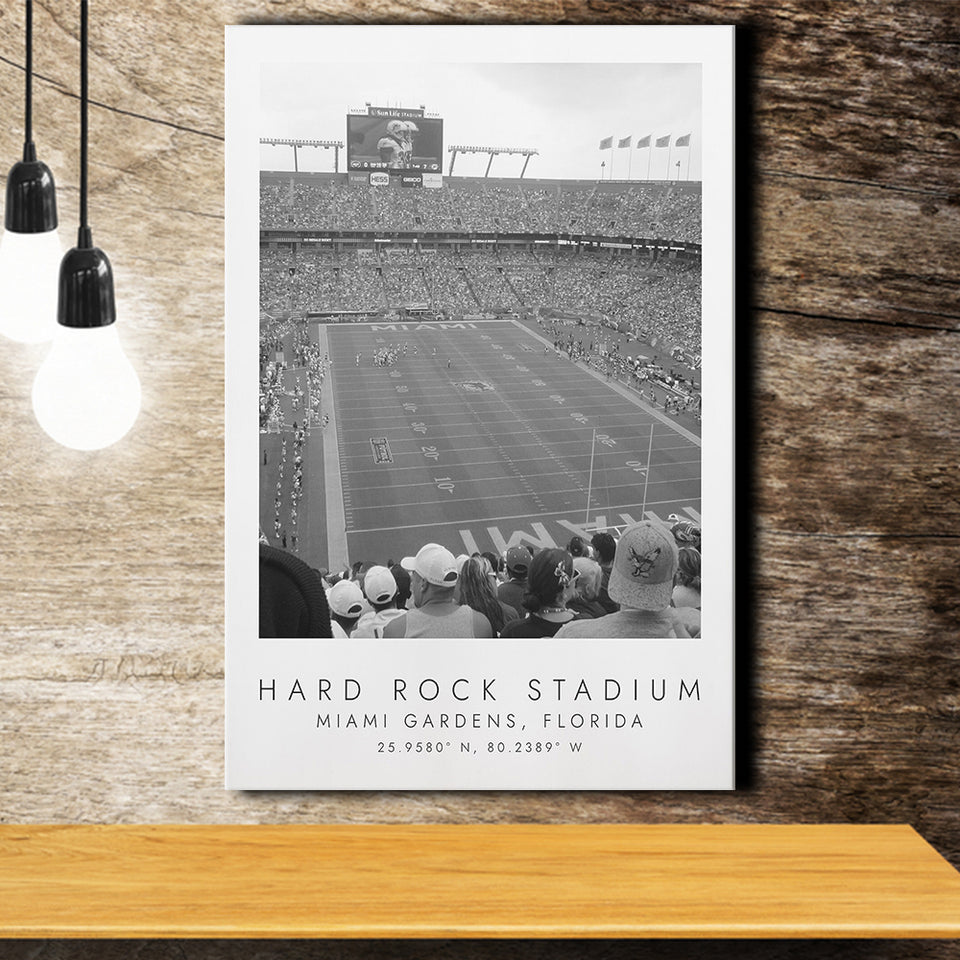 Hard Rock Stadium Miami Dolphins Football Lovers Black And White Art Canvas Prints Wall Art Home Decor