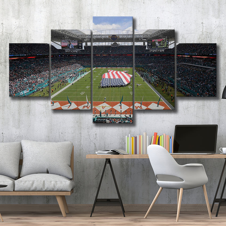 Hard Rock Stadium, Stadium Canvas, Sport Art, Large Canvas, Multi Panels, Canvas Prints Wall Art Decor