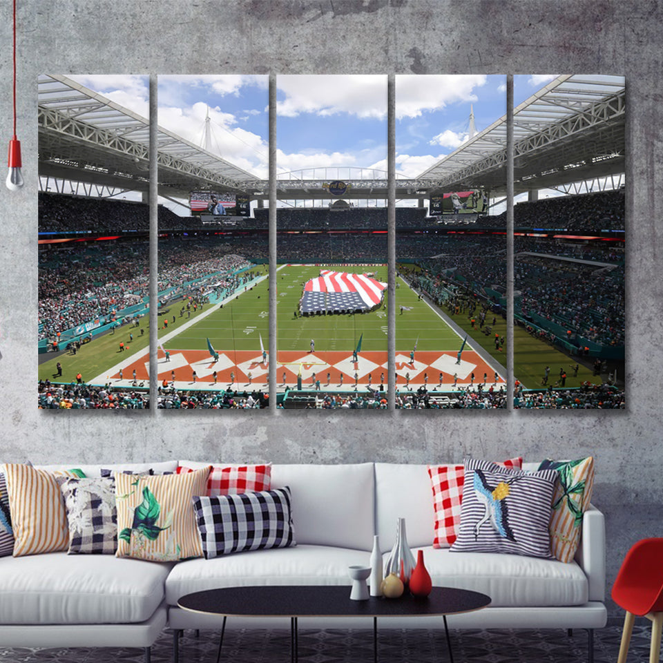 Hard Rock Stadium 5 Pieces B Canvas Prints Wall Art - Painting Canvas, Multi Panel, Wall Decor, Canvas Art