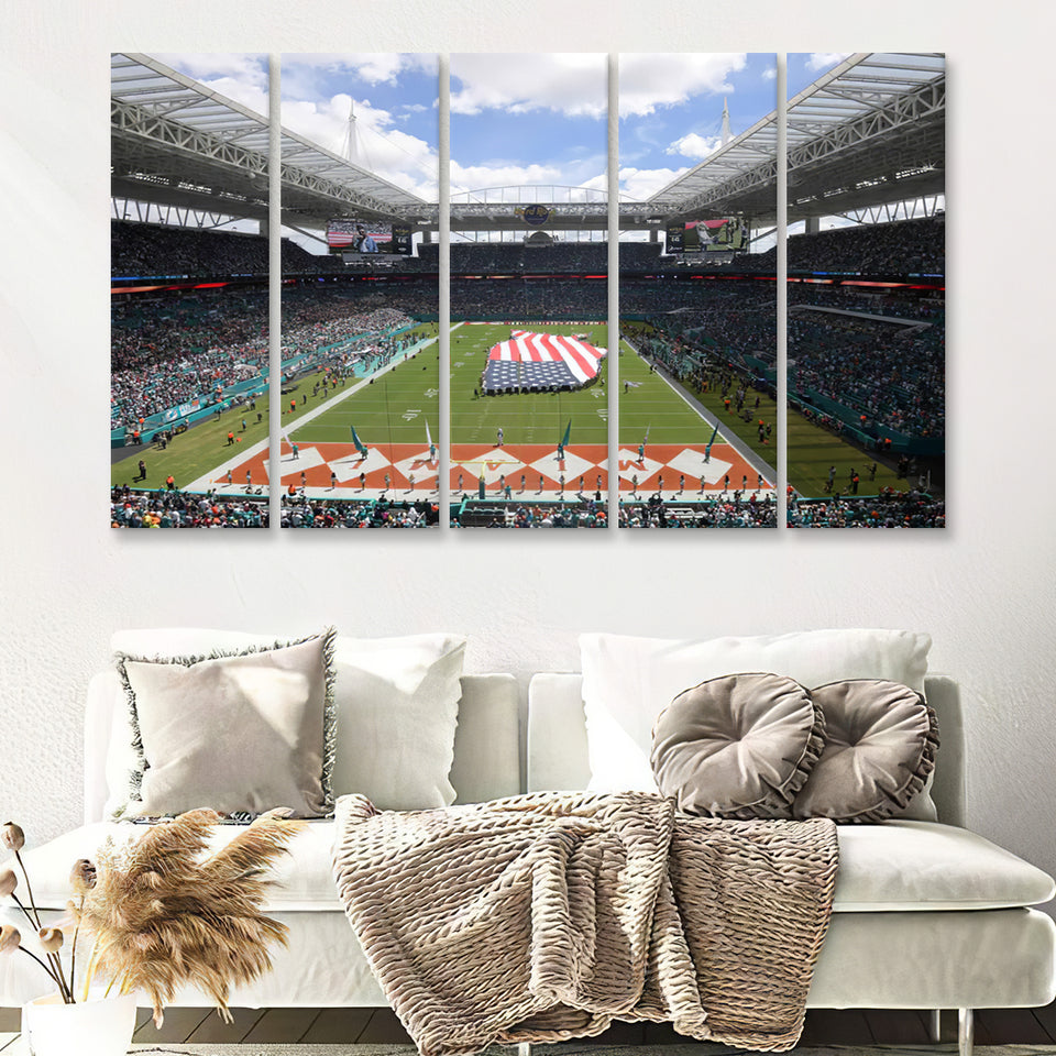 Hard Rock Stadium 5 Pieces B Canvas Prints Wall Art - Painting Canvas, Multi Panel, Wall Decor, Canvas Art