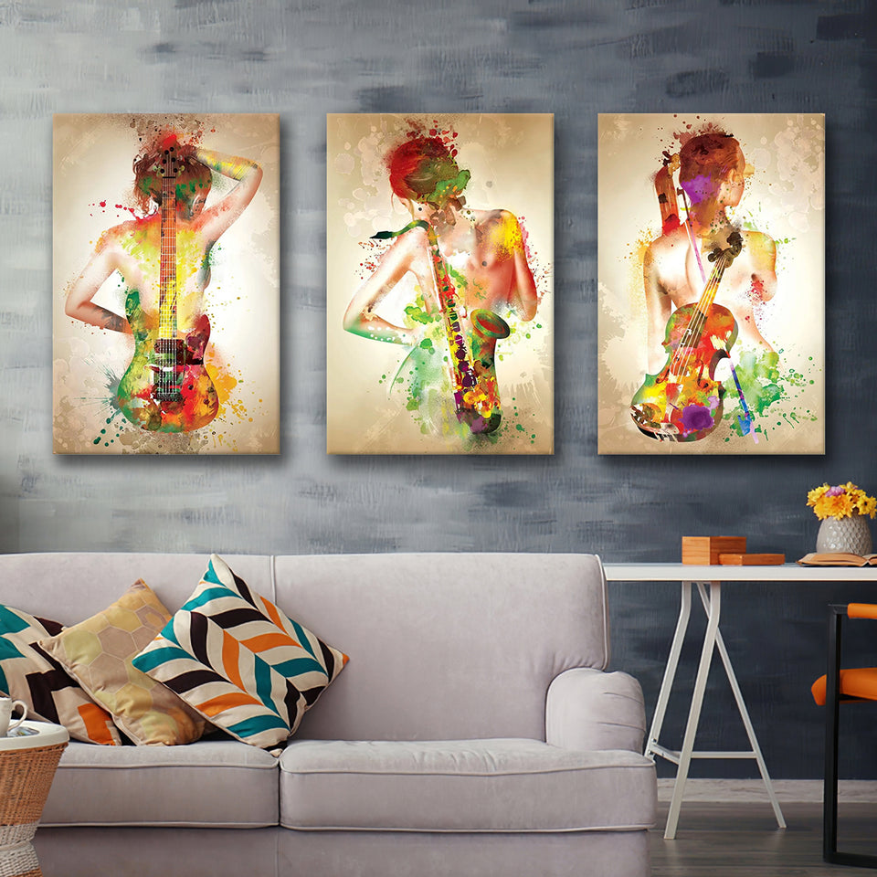Harmonic Splash Canvas 1 Set of 3 Piece Canvas Prints Wall Art Decor