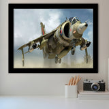 Harrier Jump Jet Airplane Craft Framed Art Prints Wall Decor - Painting Art, Framed Picture, Ready to Hang