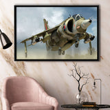 Harrier Jump Jet Airplane Craft Framed Canvas Prints Wall Art Decor - Painting Canvas, Black Framed Picture
